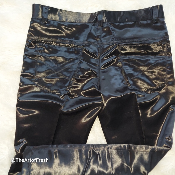 Mens 2pc Modern Fit Suit Shiny Wet  Black (Unisex) - Picture 13 of 14